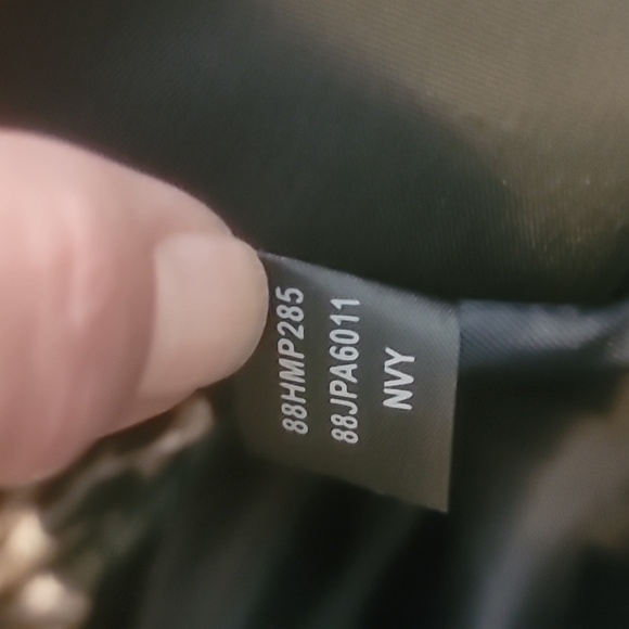 Ellen Tracy navy blue raincoat with hood gold accents size XL zipper and buttons - Picture 14 of 16